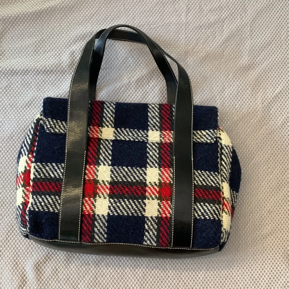 Kate Spade Plaid Satchel in Plaid (colors-black, dark nay, red, off white).
